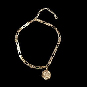 New Initial "U" 18K Gold Plated Figaro Chain Anklet/Bracelet
